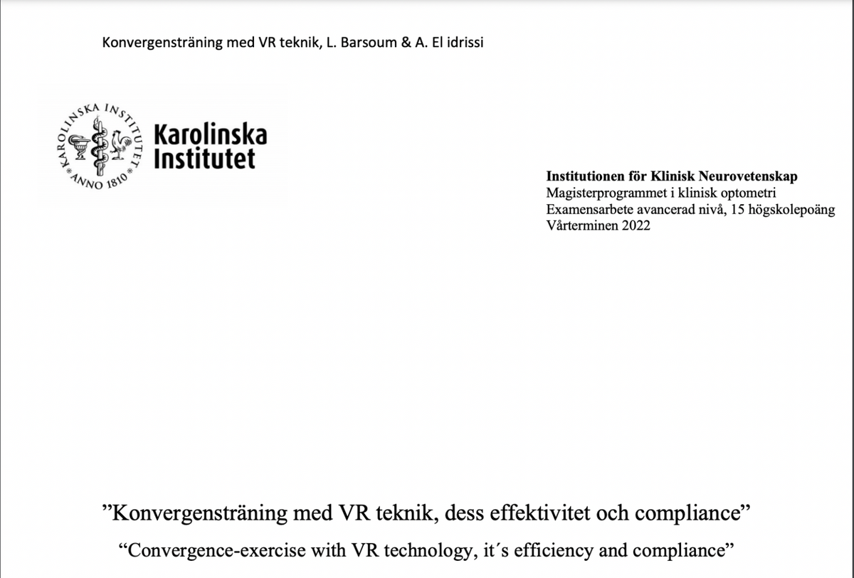 Konvergensträning med VR teknik