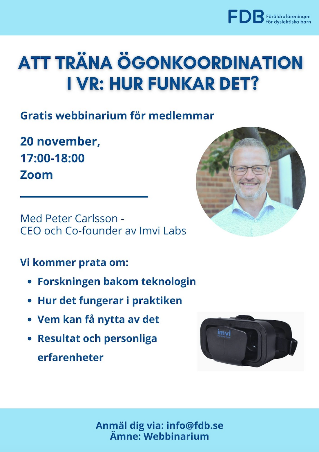 Imvi Labs VD Peter Carlsson inbjuden av FDB Riks för att berätta om Imvis träning