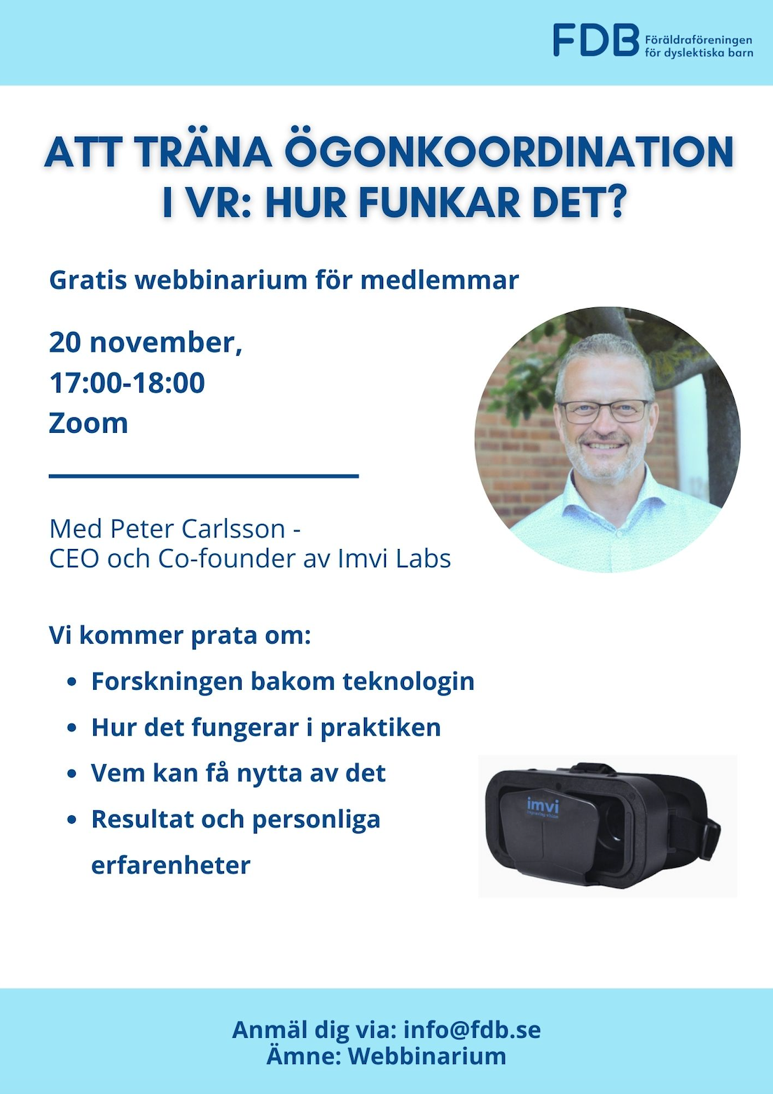 Imvi Labs VD Peter Carlsson inbjuden av FDB Riks för att berätta om Imvis träning